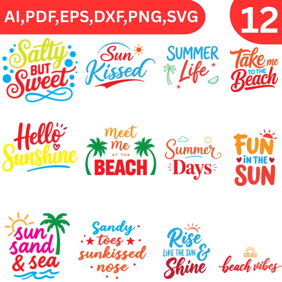 Summer Quotes SVG Bundle Beach Sun Shirt Design digital Download Summer Quotes SVG Bundle Beach Sun Shirt Design digital Download