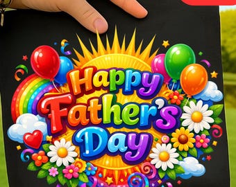 Happy Father's Day PNG, Colorful 3D Rainbow Sublimation Design (Digital Download)