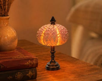 Veilleuse corail faite main, lampe de maison de poupée miniature, lueur ambiante chaude, décoration en argile
