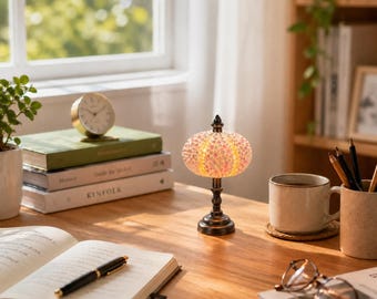 Handmade Coral Night Light, Miniature Dollhouse Lamp, Warm Ambient Glow, Clay Decor