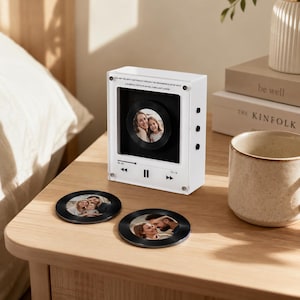 Gepersonaliseerde foto muziekdoos, aangepast lied vinyl schijf aandenken cadeau voor jubileum moeder familie