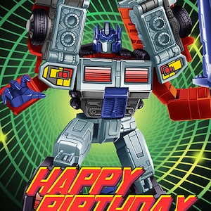 Transformers - Laser Optimus Prime verjaardagskaart