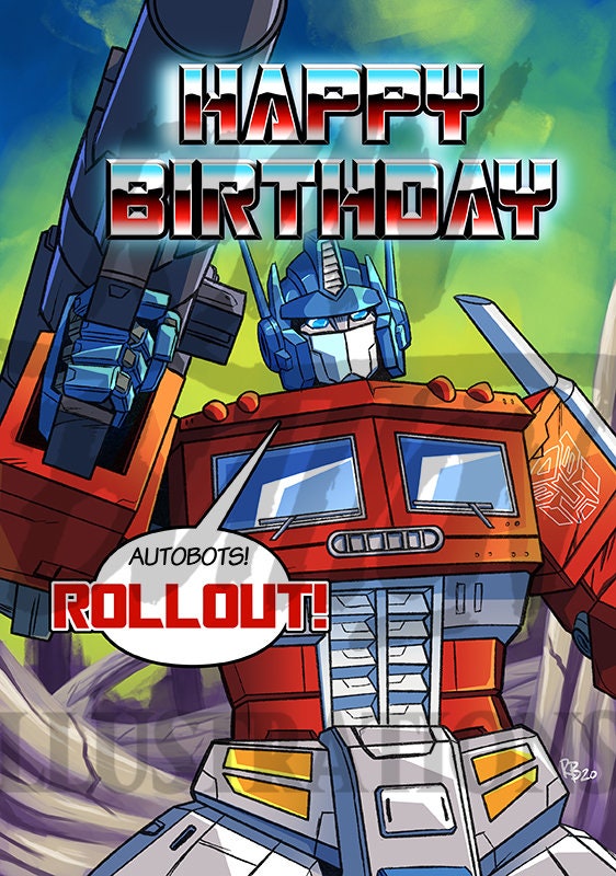 Transformers Optimus Prime Birthday Card | Etsy UK