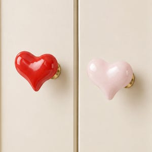 Ceramic Fruit Heart Knobs, Brass Base Cabinet Hardware, Decorative Drawer Pulls