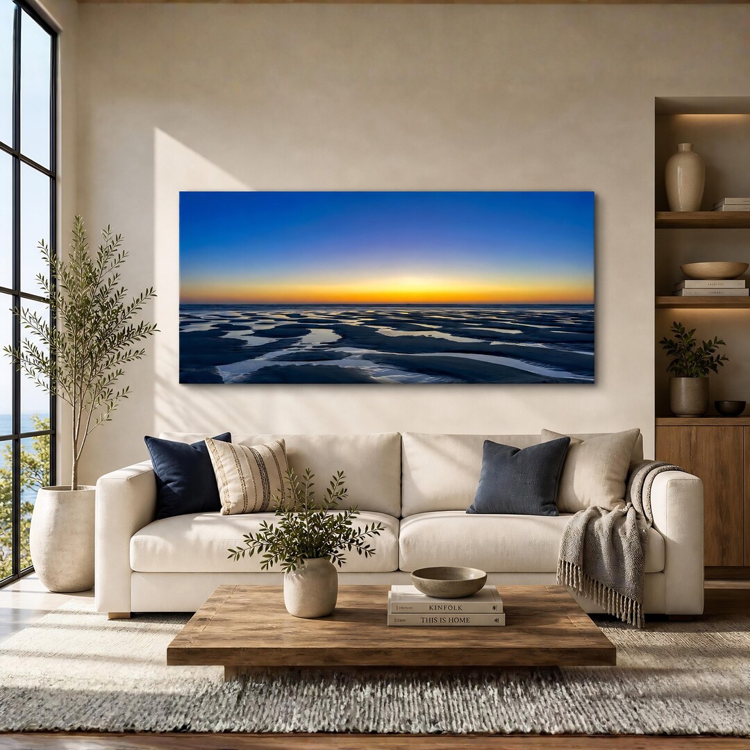 Coastal Sunset Canvas Print | Panoramic Beach Landscape Wall Art (60x30 ...