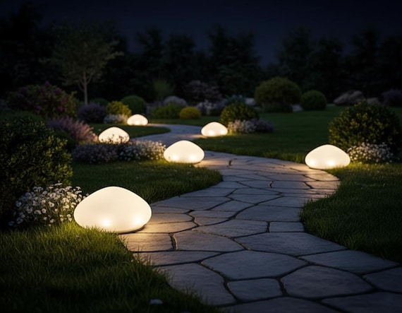 Solar Garden Pebble Lights, Outdoor Lawn, Pathway, Stone LED Lamps, Hidden Solar Panel, Decorative Yard Lighting, Backyard Landscape