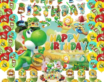 Jungle Dino Geburtstag Dekorationen Set, Grüner Dinosaurier Party Hintergrund Banner Luftballons Cake Topper Cupcake Toppers Kinderdekor