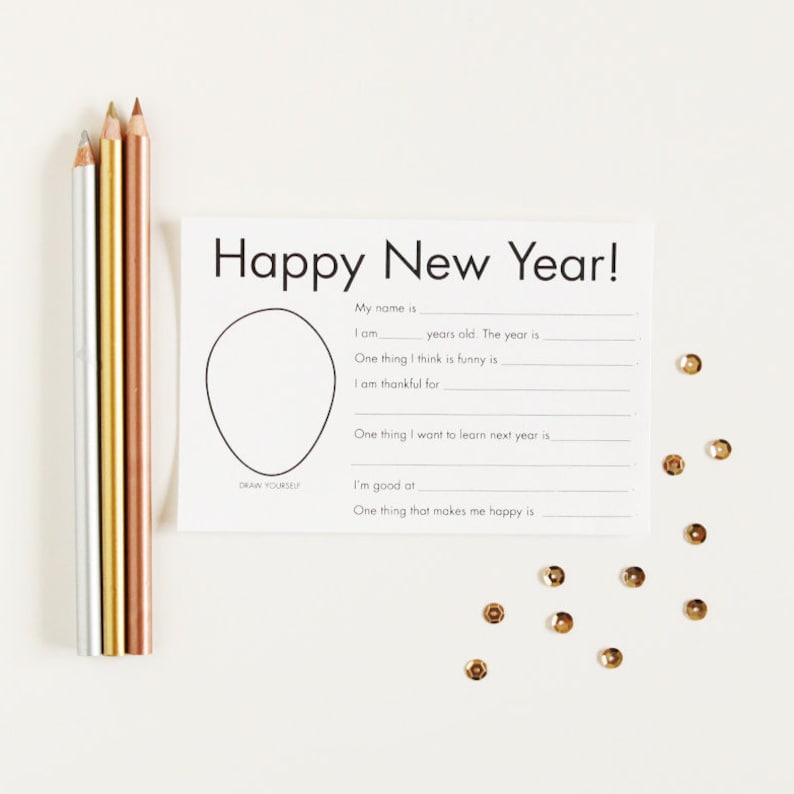 New Year Reflection for Kids - Journal Prompts - New Year Resolution ...