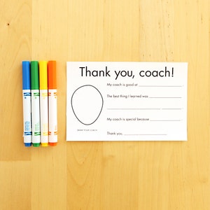 Thank You Card for Coach - Gift for Coach Sports Thank You - Coach Appreciation Personalized Gift - Team Gifts Printable Coaches Gift