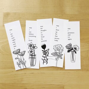 Daily Intention Printable Bookmarks - Bookworm Gift - Instant Digital Download