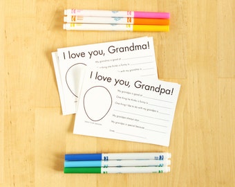 I love you Grandma/Grandpa printable cards - Personalized Grandparent Gifts Kids Craft Grandma Gifts Grandfather Gifts Grandmother Gifts