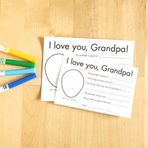 I love you Grandpa printable cards - Personalized grandparent gifts from kids - Craft for Grandfather
