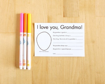 I love you Grandma printable cards - Personalized Grandparent Gifts from Kids - Grandma Gifts - Grandmother Gifts