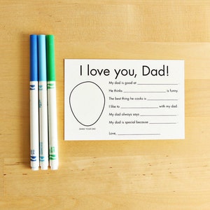 Printable Father's Day Card for Dad Gifts from Kids Interview Questions for Kids Printable Cards Fathers Day Gift Personalized Gift