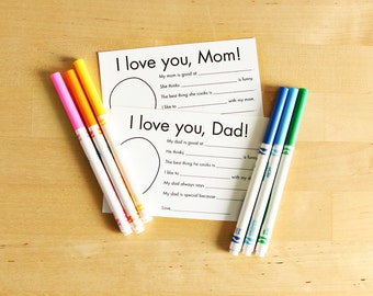Father's Day and Mother's Day Printable Cards Gifts from Kids Interview Questions for Kids Unique Mom Gift Father's Day Gift Card for Mom