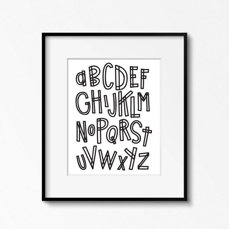 Alphabet Print 16x20 - ABC Nursery Decor Nursery Artwork - Innovative Printable Black and White Monochrome Children Place Printable ABC chart picture relating to Abc Chart Printable named Alphabet Print 16x20 - ABC Nursery Decor Nursery Artwork - Impressive Printable Black and White Monochrome Youngsters House Printable ABC chart