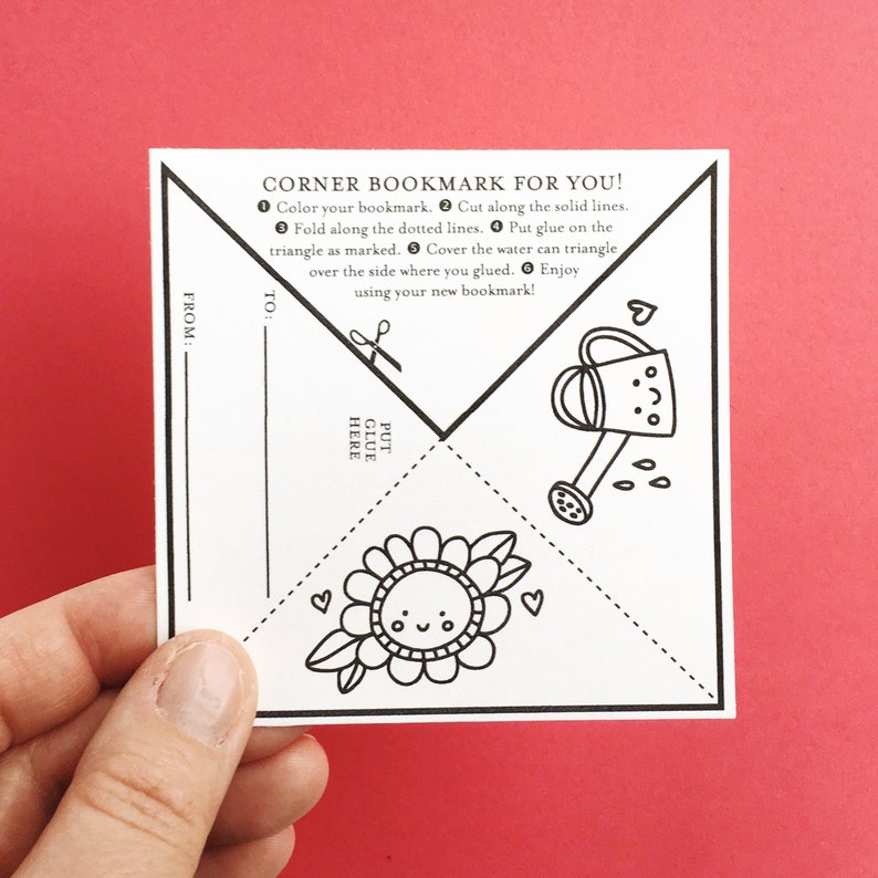 4 Corner Bookmarks for Kids Valentine's Day cards Cute Animals DIY Printable PDF classroom valentines image 8