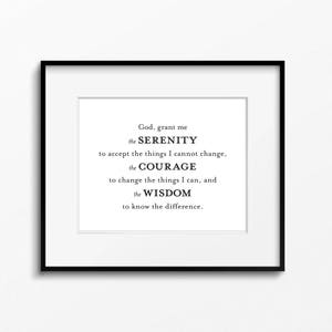 Serenity Prayer 8x10 printable art - AA Prayer