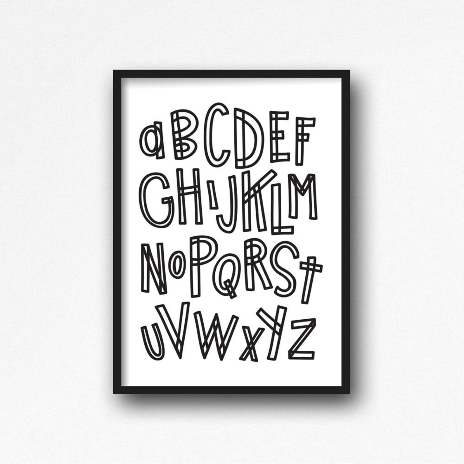 Alphabet 8x10 ABC Printable Nursery Decor Modern Nursery Art Black and