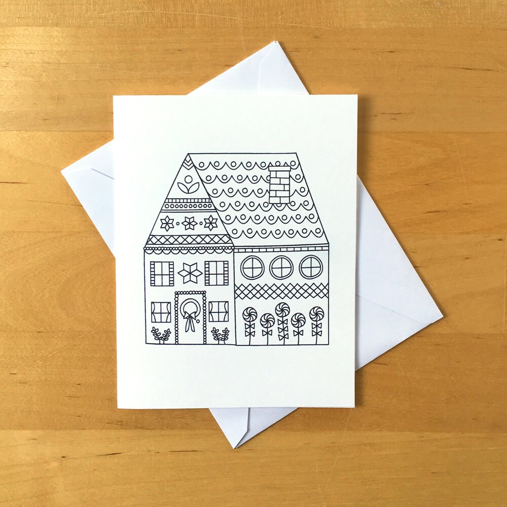 Gingerbread House Printable Greeting Card A2 Size Blank Card Etsy Singapore