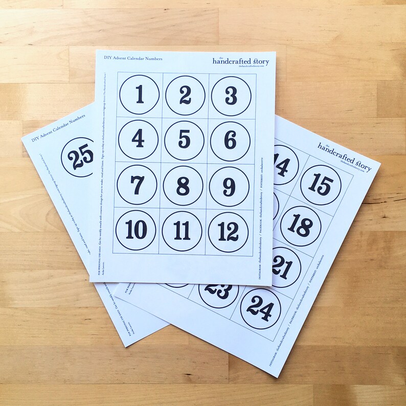 DIY Advent Calendar Numbers Christmas Countdown Printable | Etsy