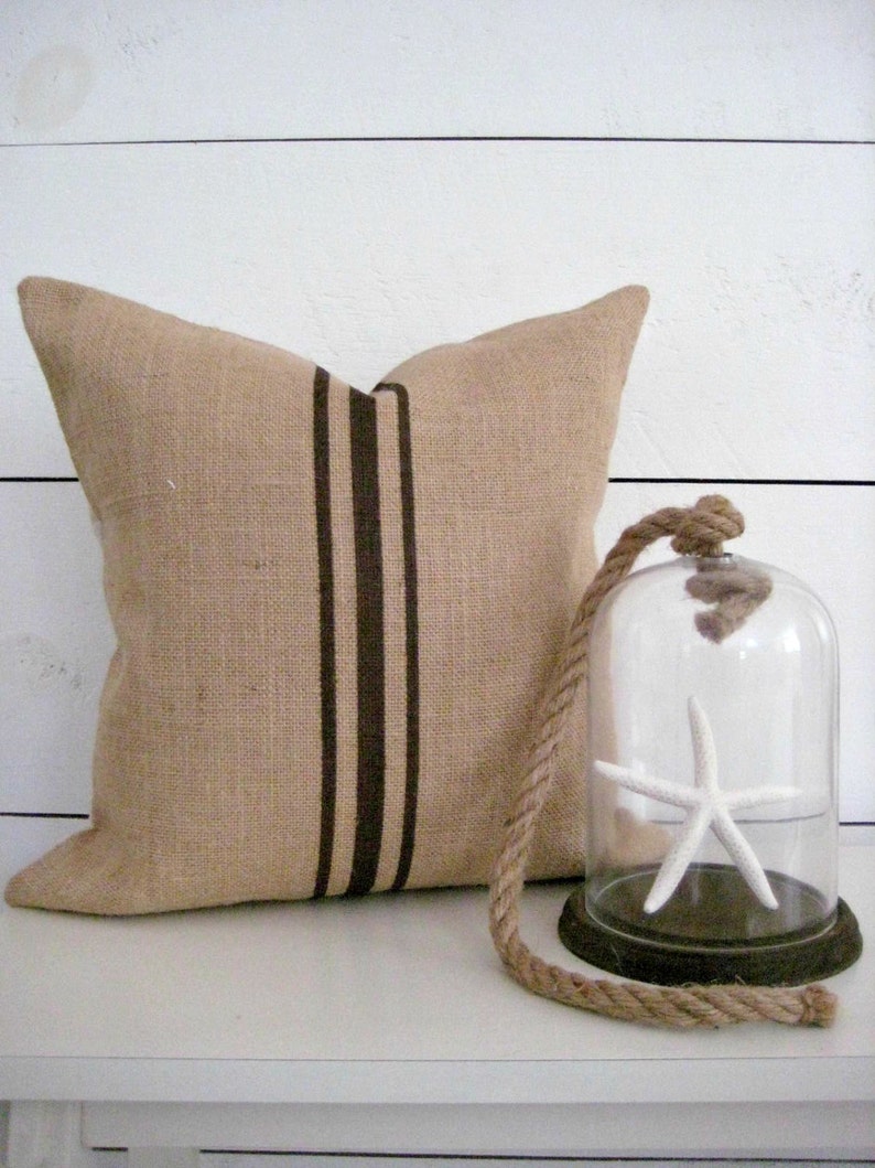 Burlap Pillow / Grainsack Pillow / Rustic Pillow / Beach Etsy