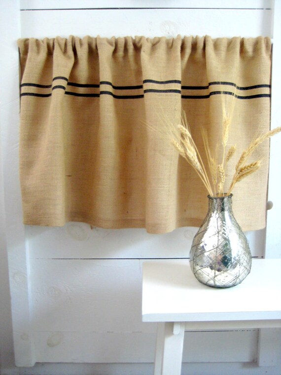 Burlap Curtain Valence Grains Sack Curtain Burlap Curtain Etsy