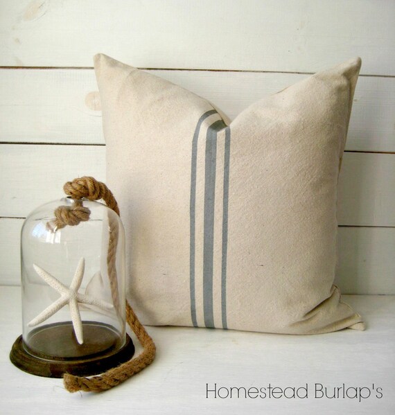 Grain Sack Style Pillows Rustic Pillow Lakehouse Pillow Etsy