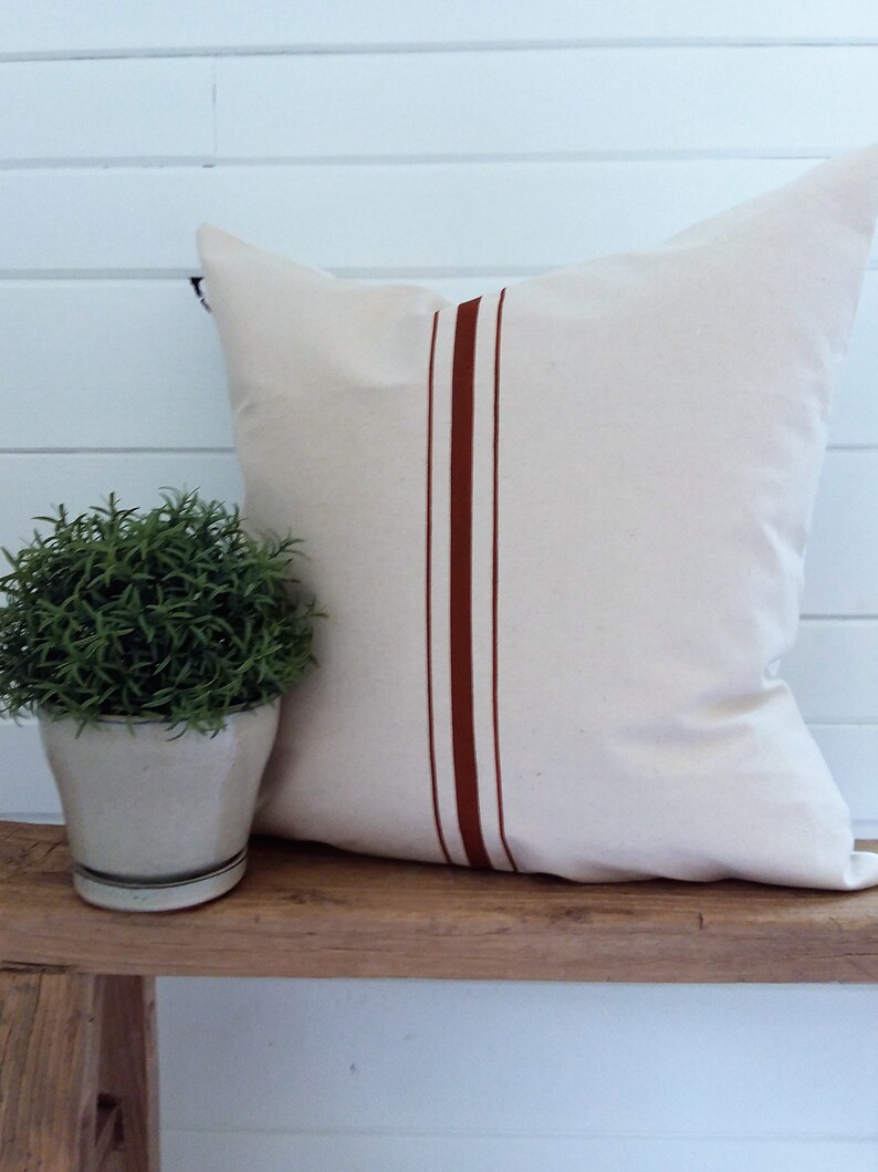Farmhouse Pillow Grain Sack Pillow Cover Modern Farmhouse Etsy
