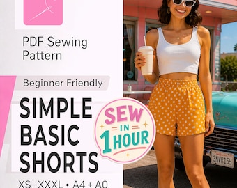 Simple Shorts for Women Pattern | Women Shorts Pattern | Basic Shorts | Elastic Waistband Shorts | High Waist Wide Leg Shorts Patterns