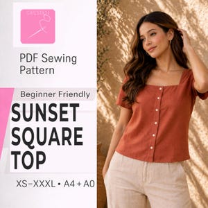 Blouse Sewing Pattern, XS- XXL, Top Pattern, Women Sewing Pattern, Shirt Sewing Pattern, Easy Beginner Pattern, Women Blouse Top