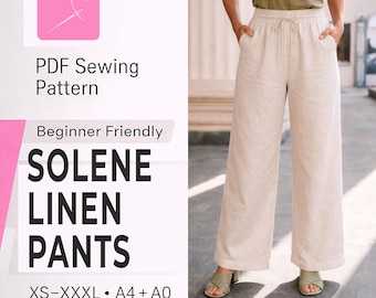 Patrón de costura para cinturilla elástica para mujer / Patrón de pantalones de descanso / Patrón de pantalón / Patrón de costura para mujer / Patrón PDF de pantalones cómodos