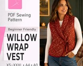 Wrap Vest Pattern PDF | XS-XXXL | Vest Pattern | Women Sewing Pattern | Quilted Vest | Beginner Sewing Pattern | Vest pdf Pattern