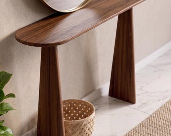 Solid Wood Console Table, Modern Waterfall Sofa Table, Narrow Entryway Table, Minimalist Hallway Table, Handmade Wood Furniture Gift