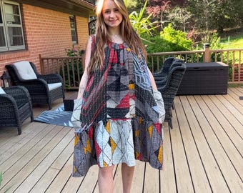 EveryDay Dress in Light Kantha  with  pockets   One Size M to 3X