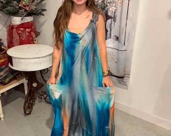 Hand Tie Dyed Jumpsuit  - One Size S to 2X