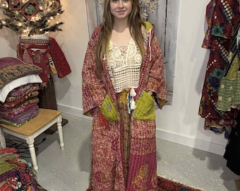 Reversible Kantha Solstice Coat and Skirt Set – Boho Cotton Outfit S-2X
