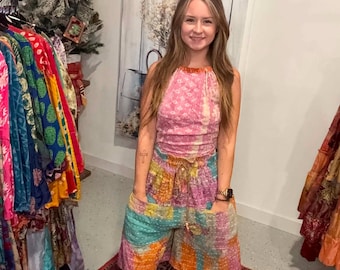Light Kantha  Reversable Bermuda    One Size S to 2X