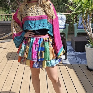 Patchwork Mini Skirt One Size S to L