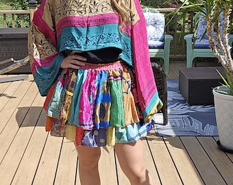 Patchwork Mini Skirt One Size S to L