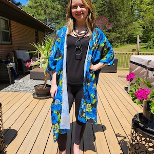 Blumen Print Duster Shrug Ruana Einheitsgröße M bis 3X /4X