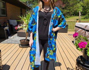 Ruana tipo chal con estampado floral, talla única, M a 3X/4X