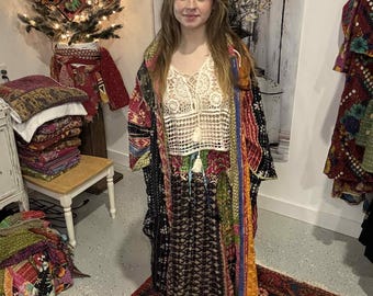 Reversible Kantha Set – Solstice Hoodie Coat & Skirt, S-2X