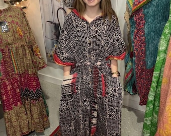Cozy Jumpsuit  in light kantha  - One Size S to 3X