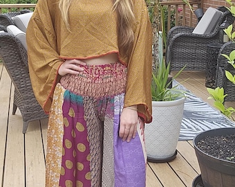 Boho Patchwork Palazzo Pants One Size S to L with Crop top