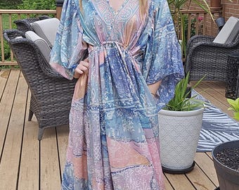 Moon Light Boho Empire Waist Maxi Dress With Pockets One Size S to 2X - Etsy