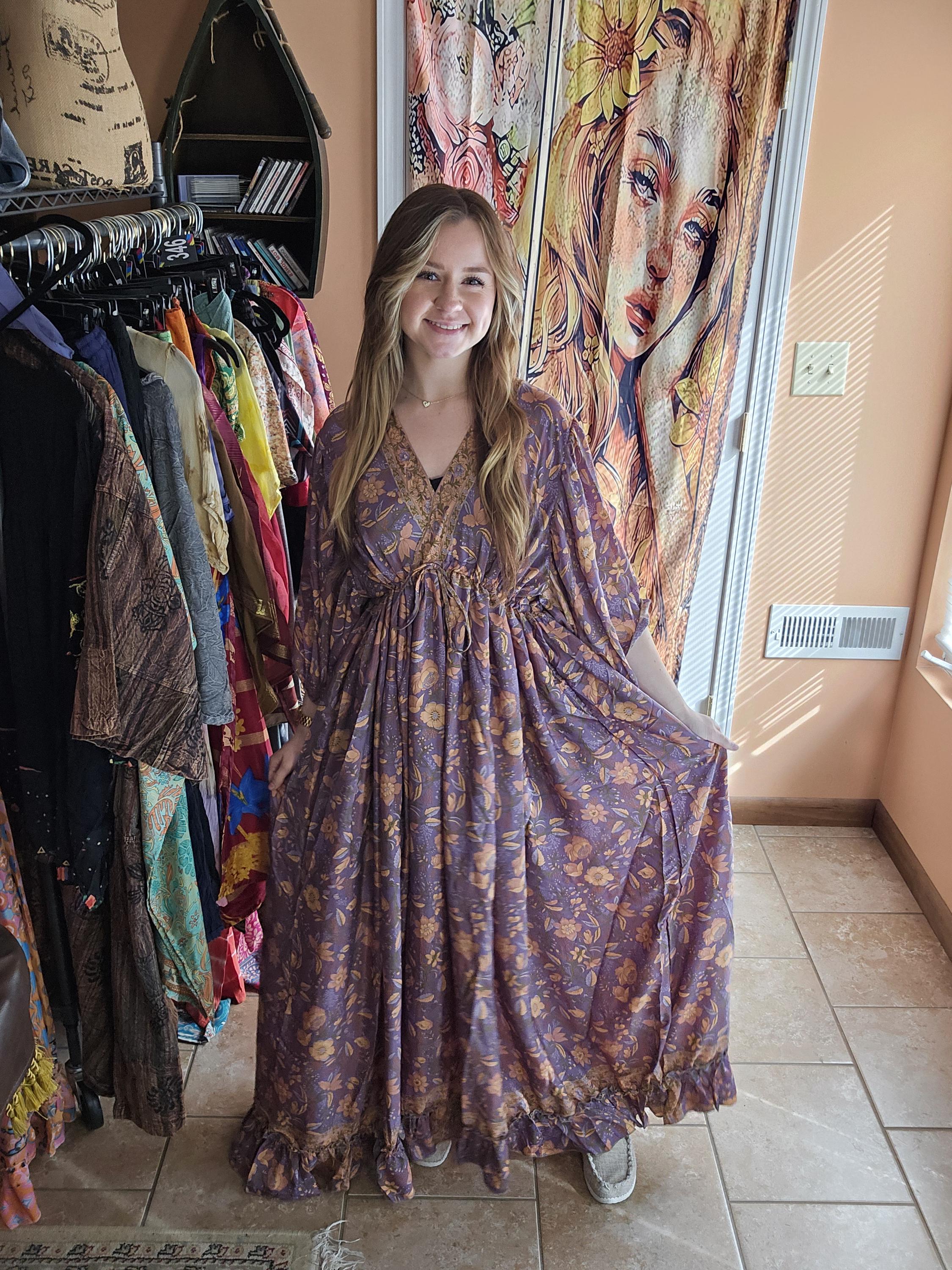 Deep Sweetheart Neck Empire Boho Dresses Vintage Mauve Plus Size