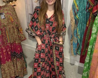 Cozy Jumpsuit  in light kantha  - One Size S to 3X