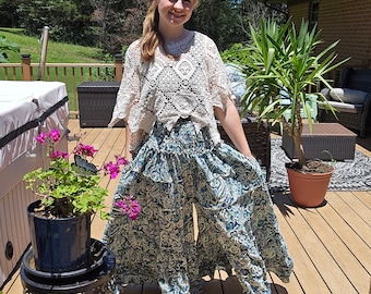 Pantalon palazzo bohème avec poches latérales Taille unique S à 2X