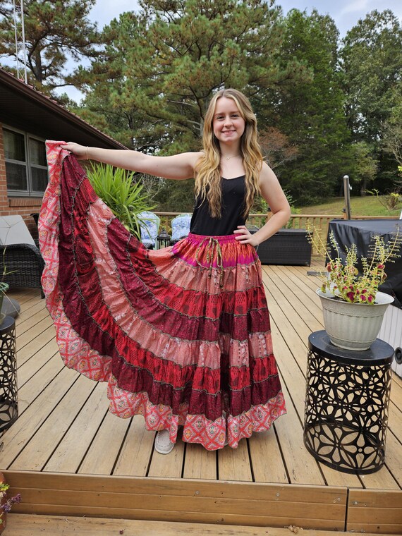 Boho Gypsy Hippie Patchwork Maxi Skirt With Side Pockets One Size S to 2X Etsy